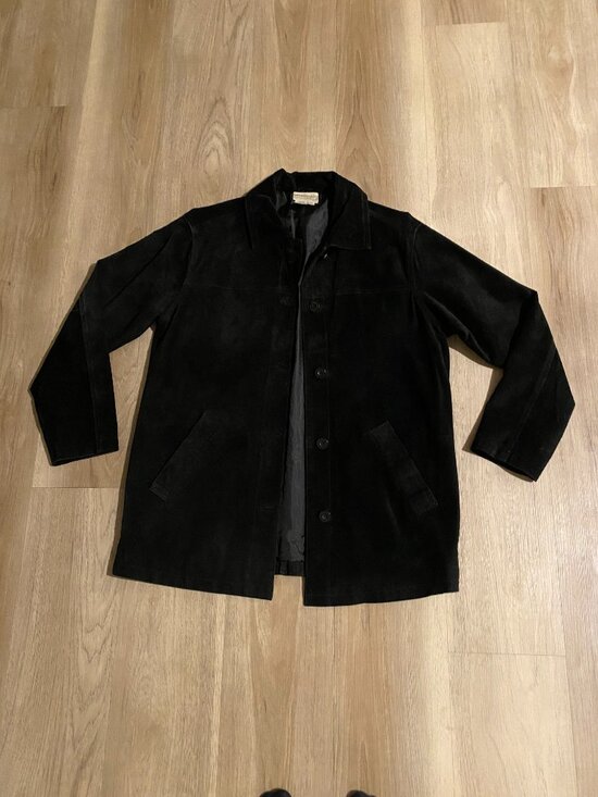 Coldwater Creek Jackets & Blazers - Vintage 90s Black Suede Leather Oversized Jacket Size XS | Fits S-M